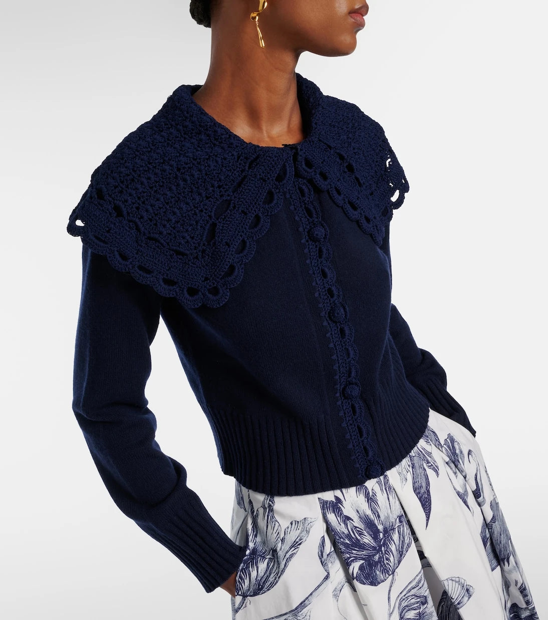 Erdem - Crochet-trimmed wool-blend cardigan
