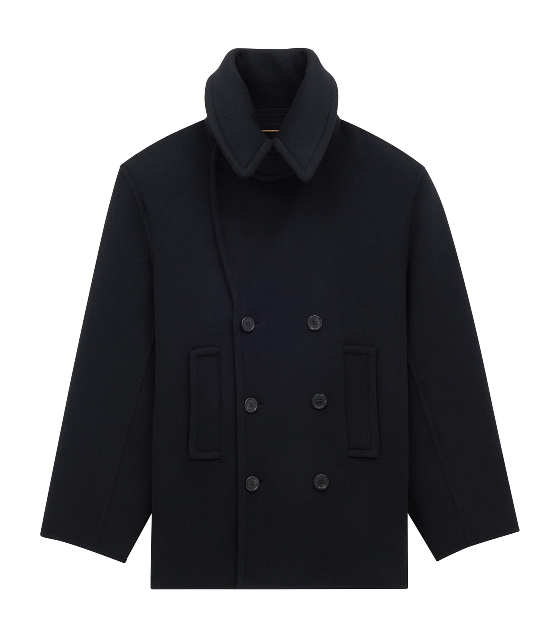 Saint Laurent Black Wool Pea Coat