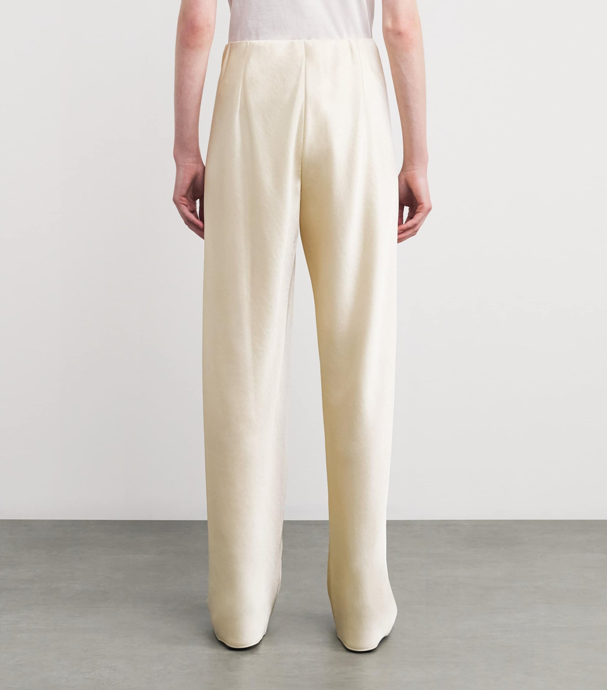 Vince White Satin Straight Trousers