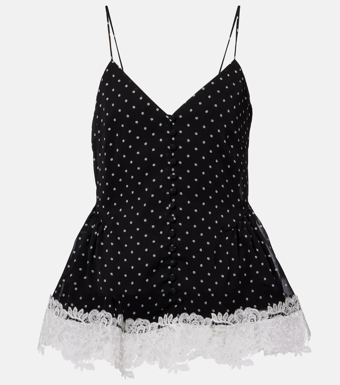 Rotate - Lace-trimmed polka-dot camisole