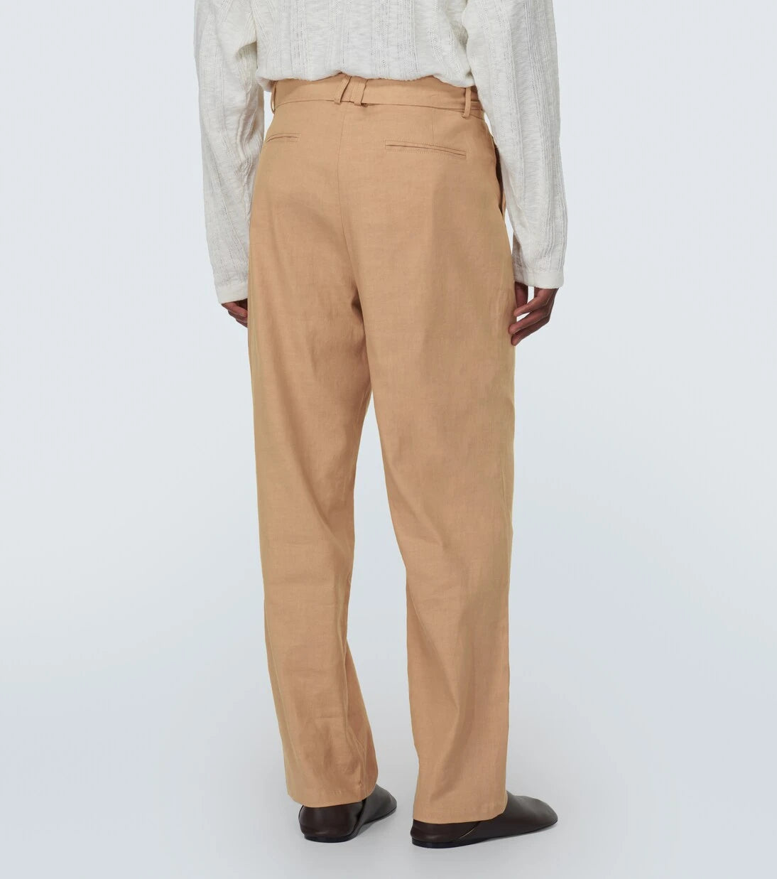 Commas - High-rise linen and cotton straight pants