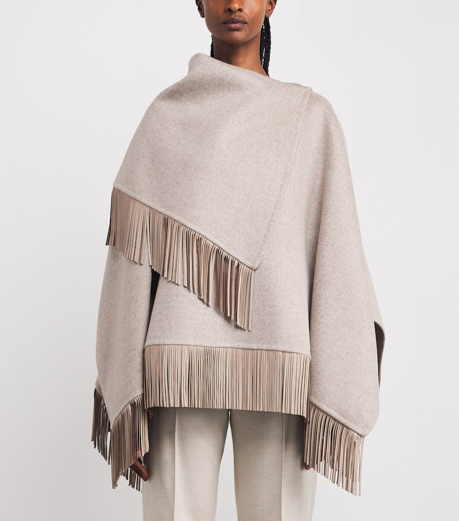 Agnona Grey Wool-Alpaca-Cashmere Poncho