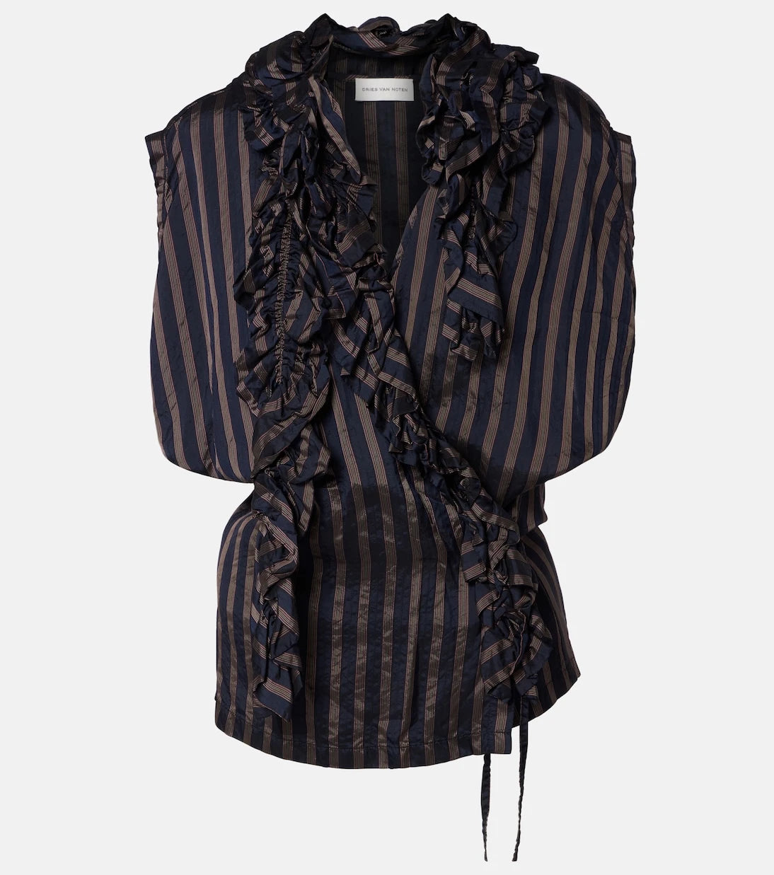 Dries Van Noten - Fırfırlı çizgili bluz