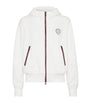 White Techno Cotton Piqué Zip-Up Hoodie