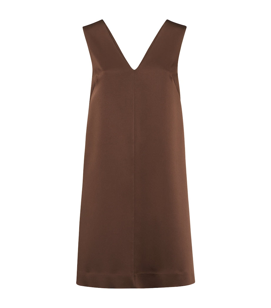 Brunello Cucinelli Brown Satin Cady Mini Dress