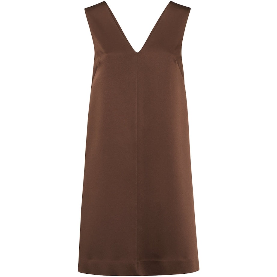Brunello Cucinelli Brown Satin Cady Mini Dress