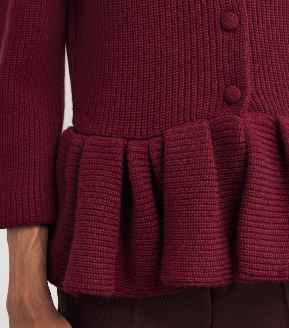 Burgundy Cashmere Peplum Cardigan