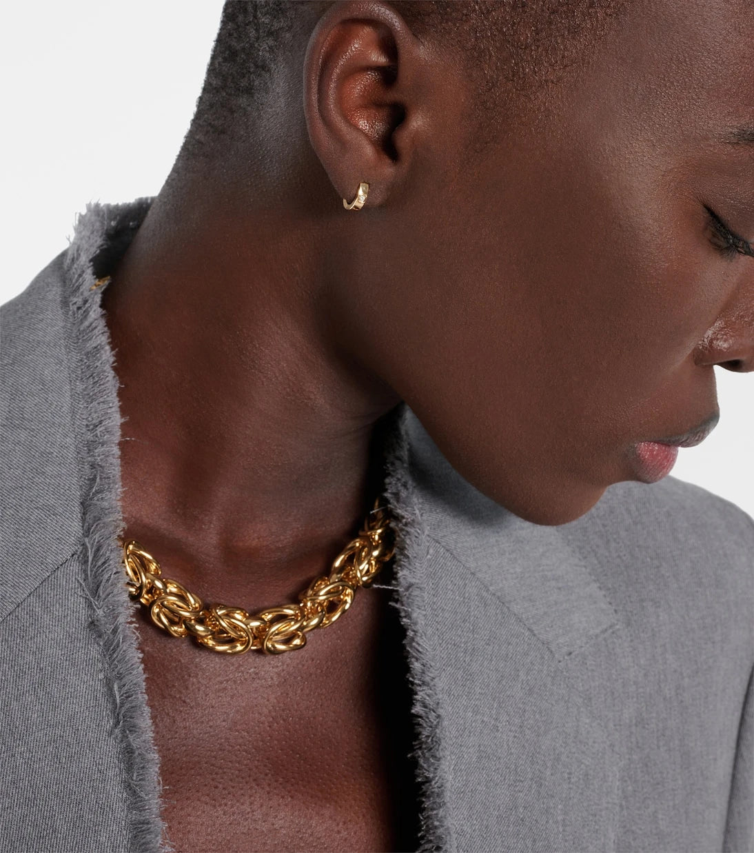 Toteme - 18kt gold hoop earrings with diamond