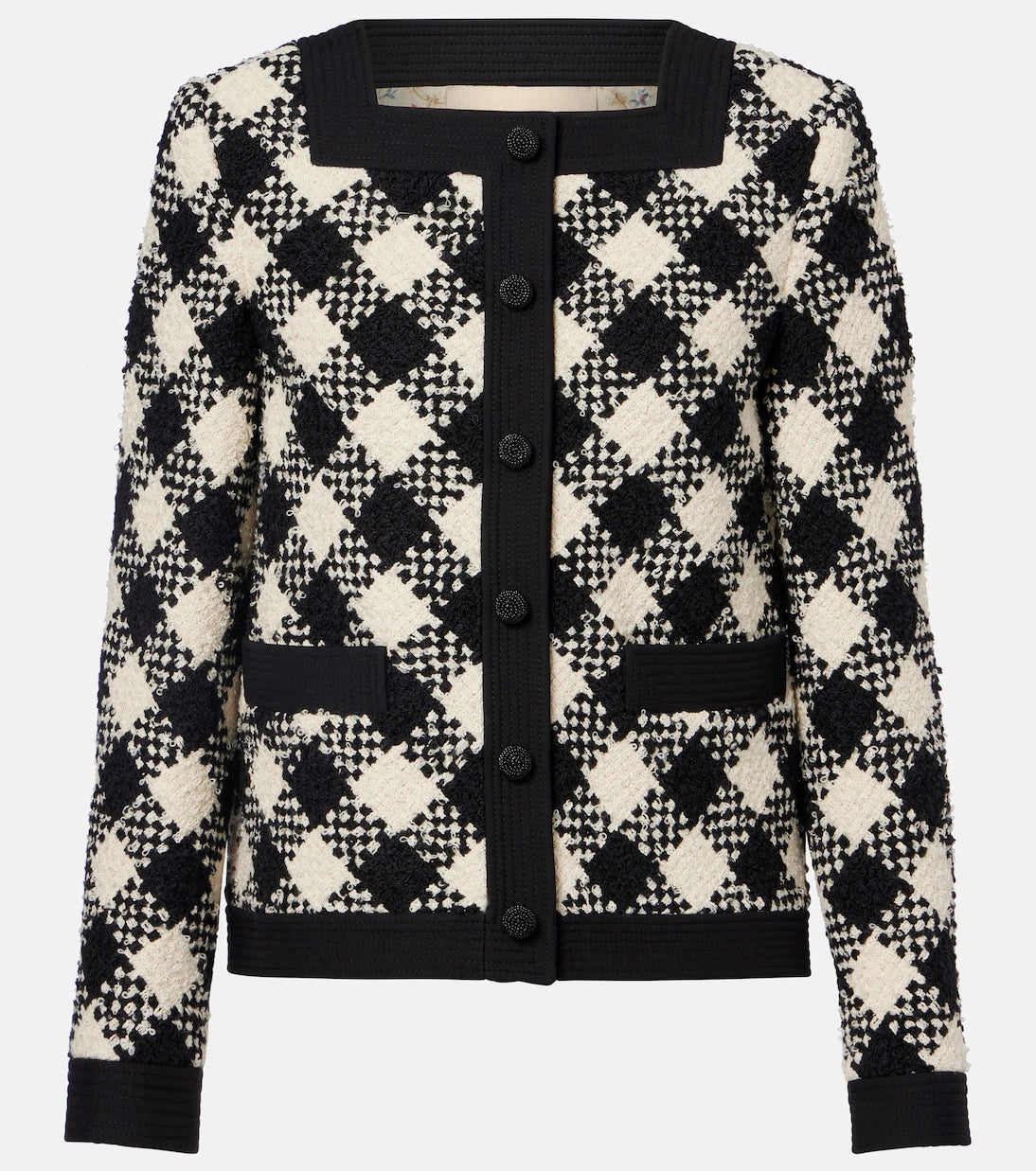 Valentino - Checked ruffled tweed jacket