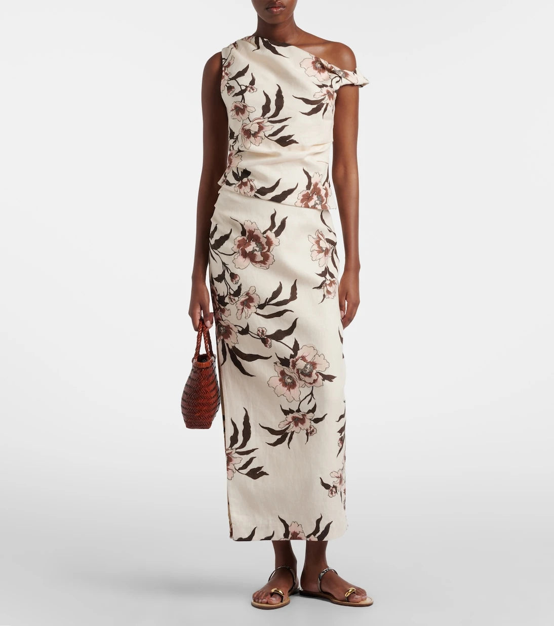 SIR - Floral asymmetric linen top
