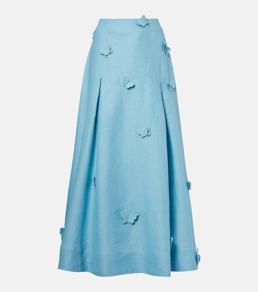 Farm Rio - Patch-appliqué linen midi skirt