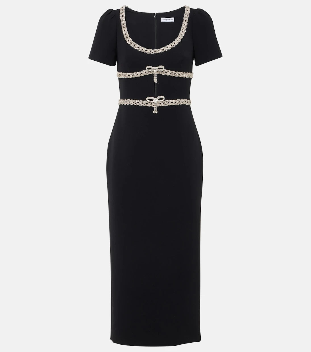Self-Portrait - Crystal-embellished crêpe midi dress