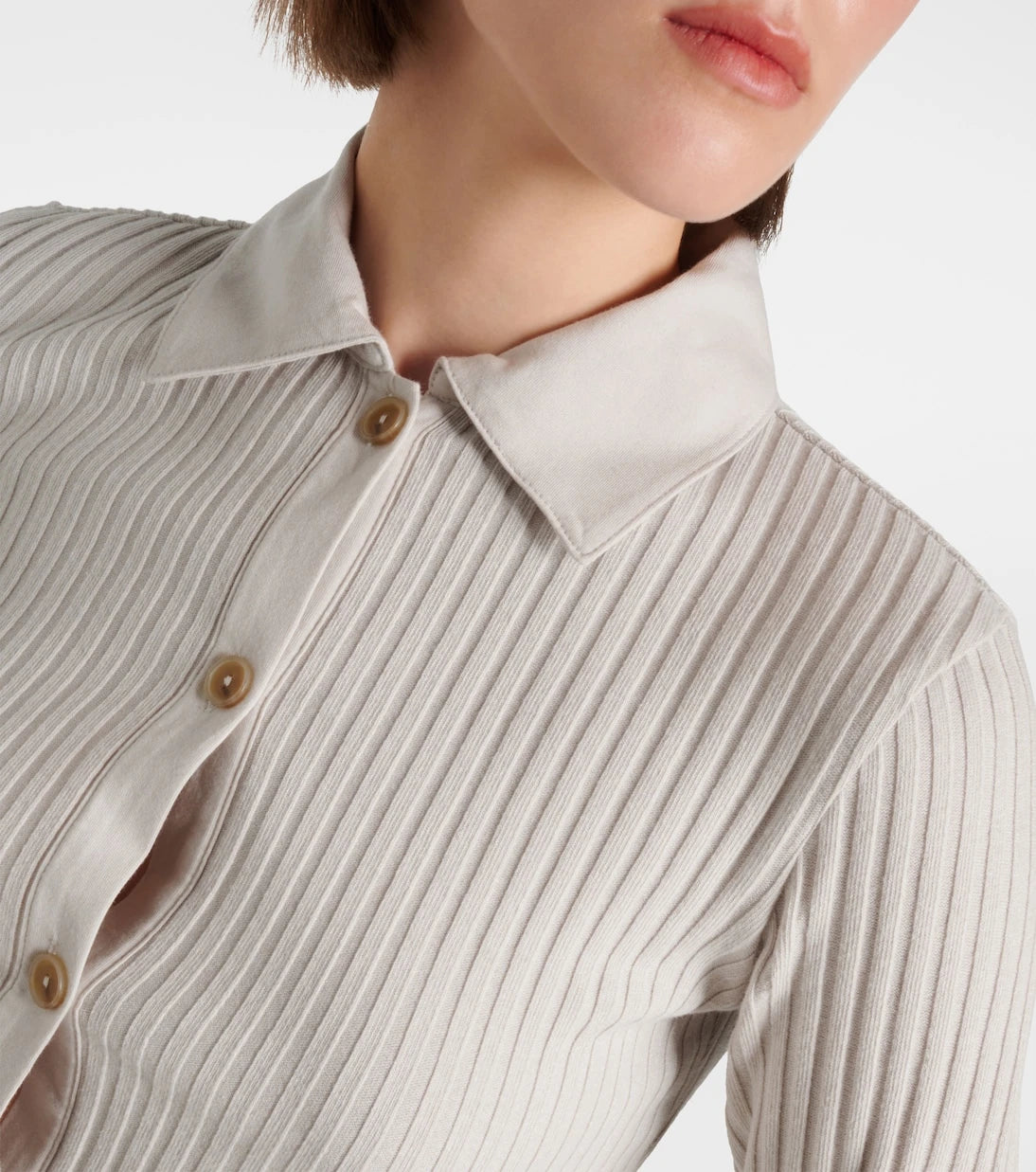 Vince - Ribbed-knit cotton-blend polo pullover