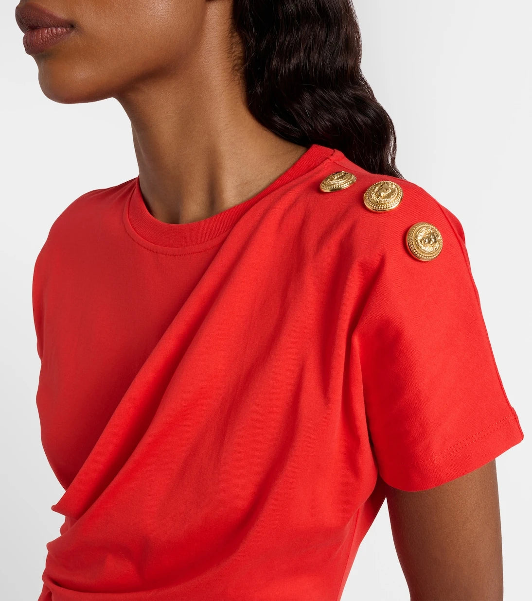 Balmain - Draped cotton jersey T-shirt
