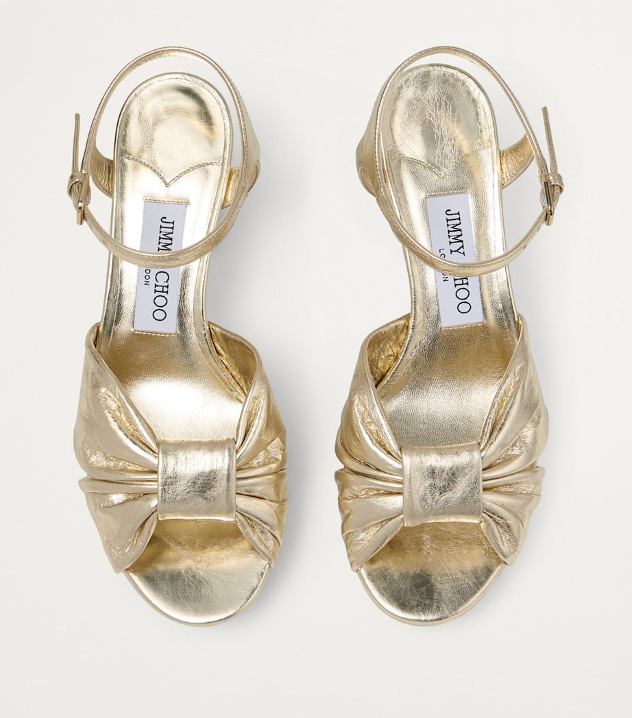 Jimmy Choo Gold Heloise 80 Leather Heeled Sandals