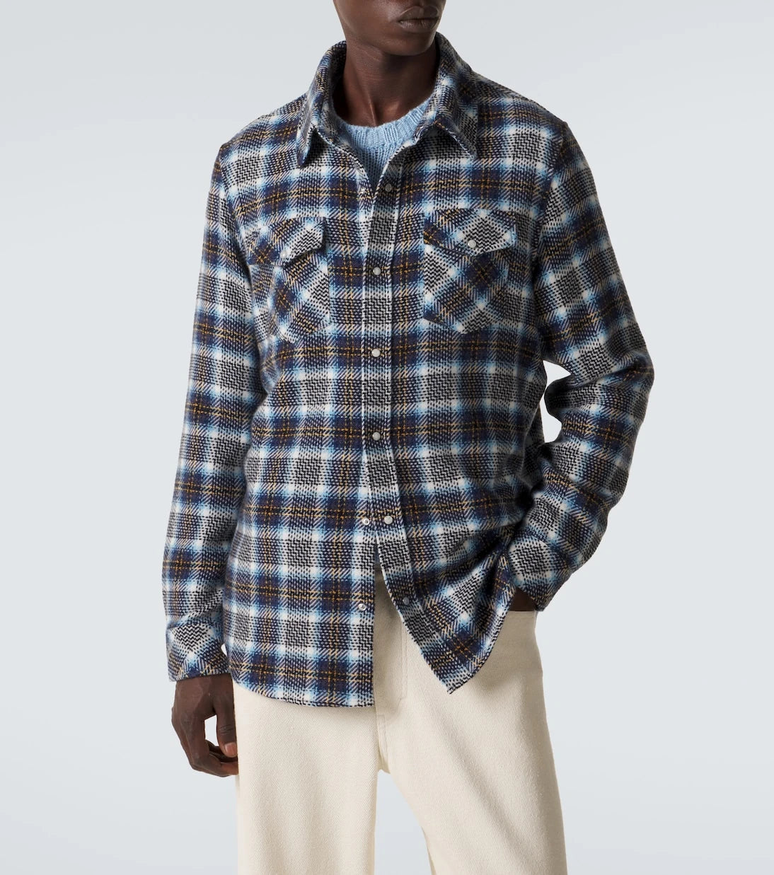 God's True Cashmere - Lightning Storm cashmere shirt with moonstone