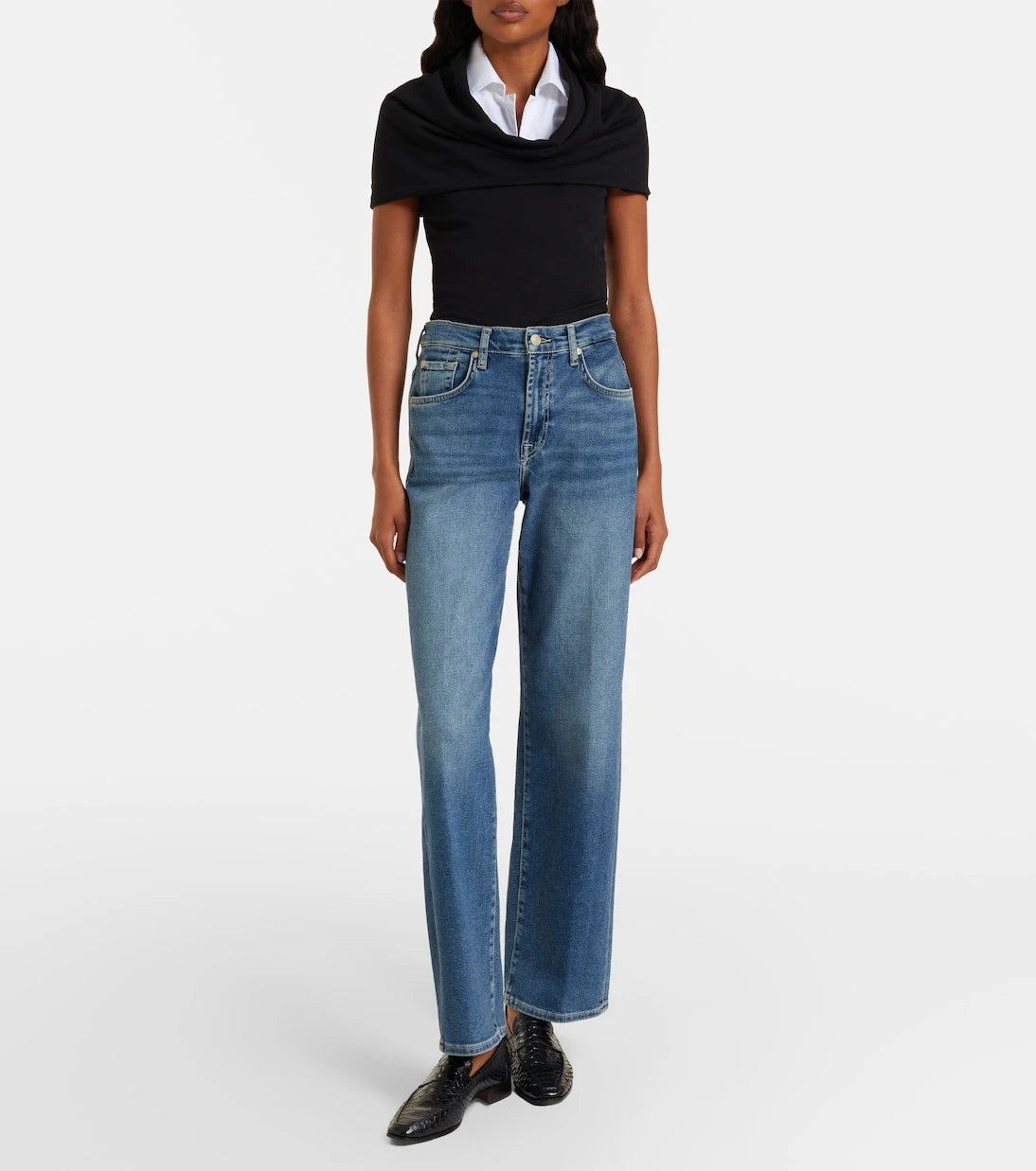 7 For All Mankind - بنطلون جينز بقصة مستقيمة "ستوفبايب"