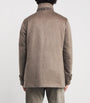 Brown Cashmere Shearling-Trim Car Coat