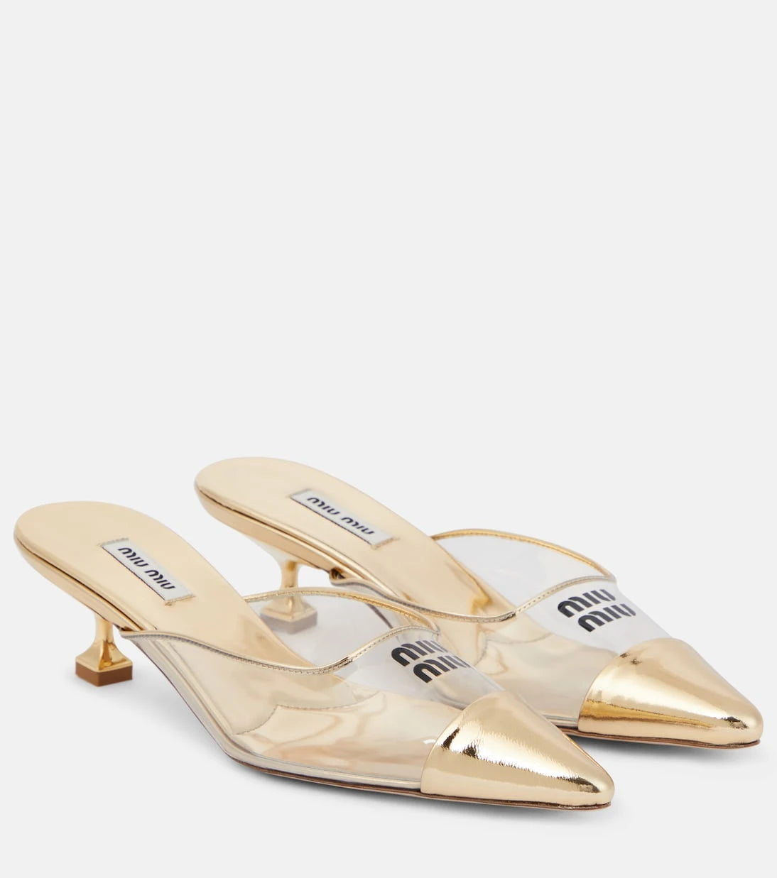 Miu Miu - Logo leather and PVC mules