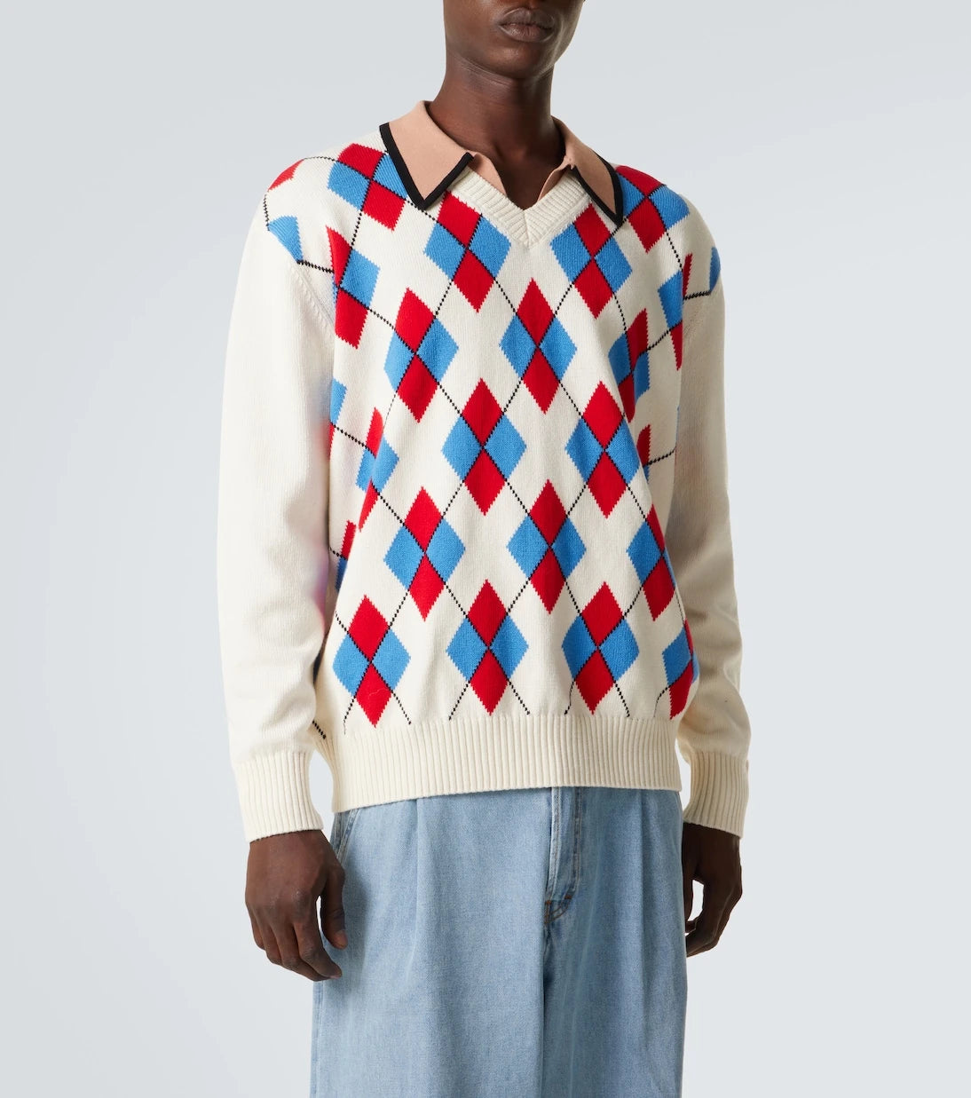 Dries Van Noten - Argyle cotton-blend polo sweater