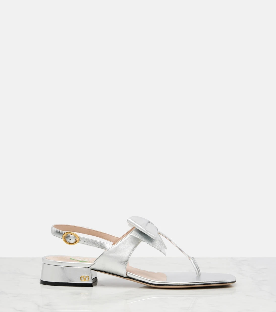 Valentino Garavani - Bowow 25 metallic leather thong sandals
