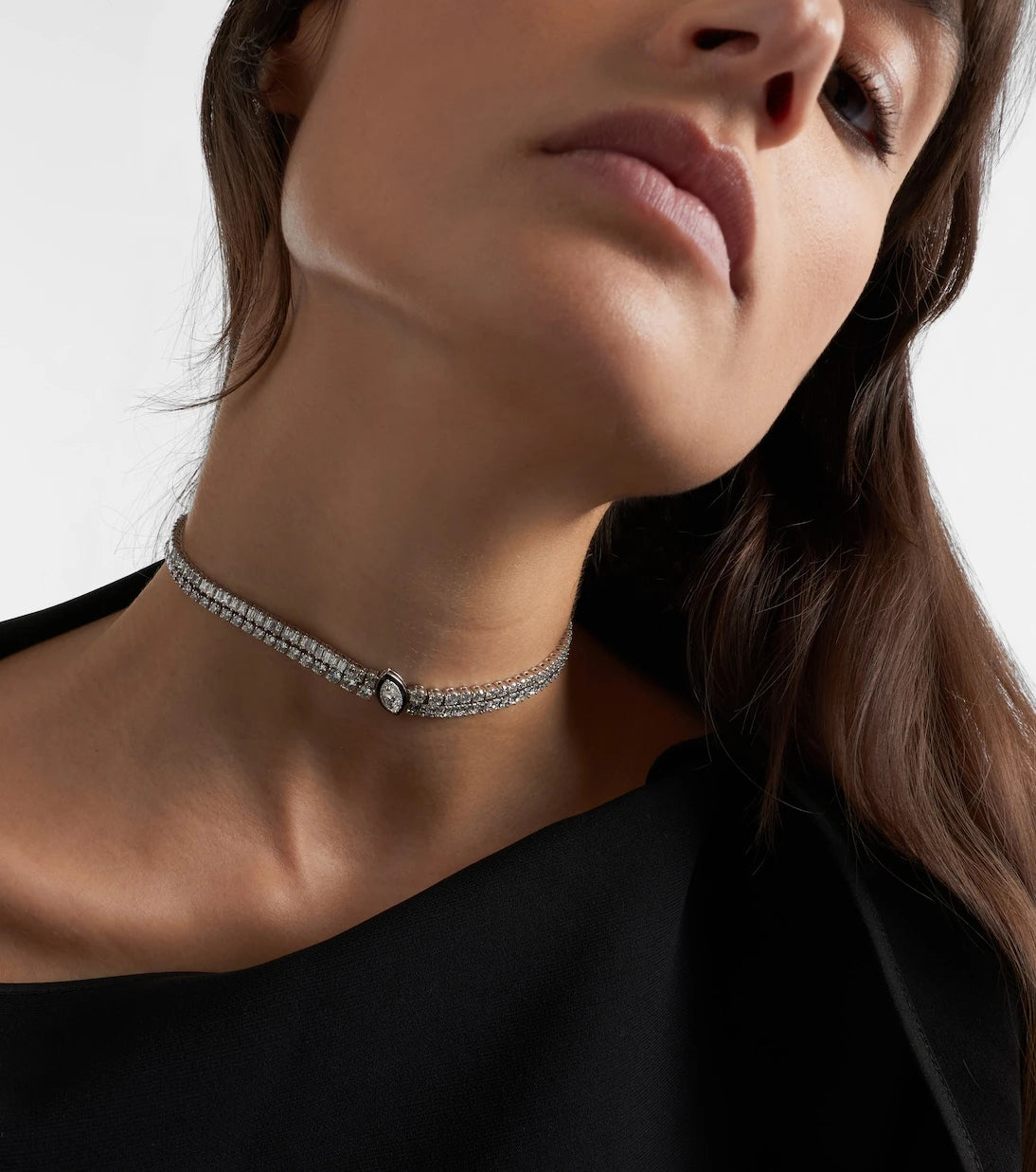 Kamyen - 18kt white gold and enamel choker with diamonds