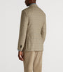 Beige Virgin Wool-Cashmere Tattersall Check Bourdon Blazer