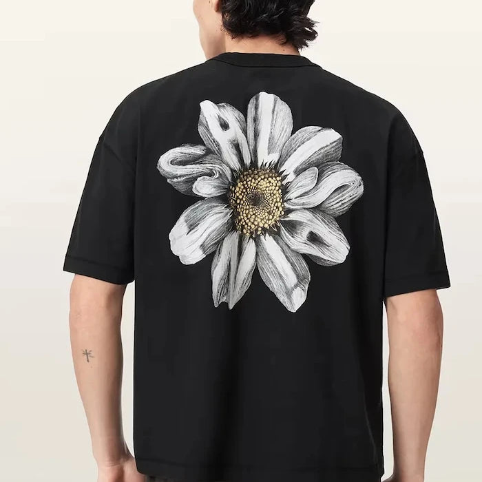 AllSaints Erkek Pamuklu Oversize Tişört PETALS