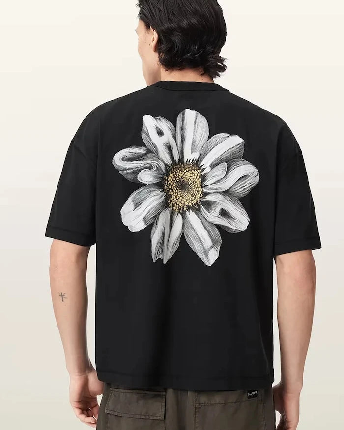 AllSaints уголемена тениска мъжка от памук PETALS
