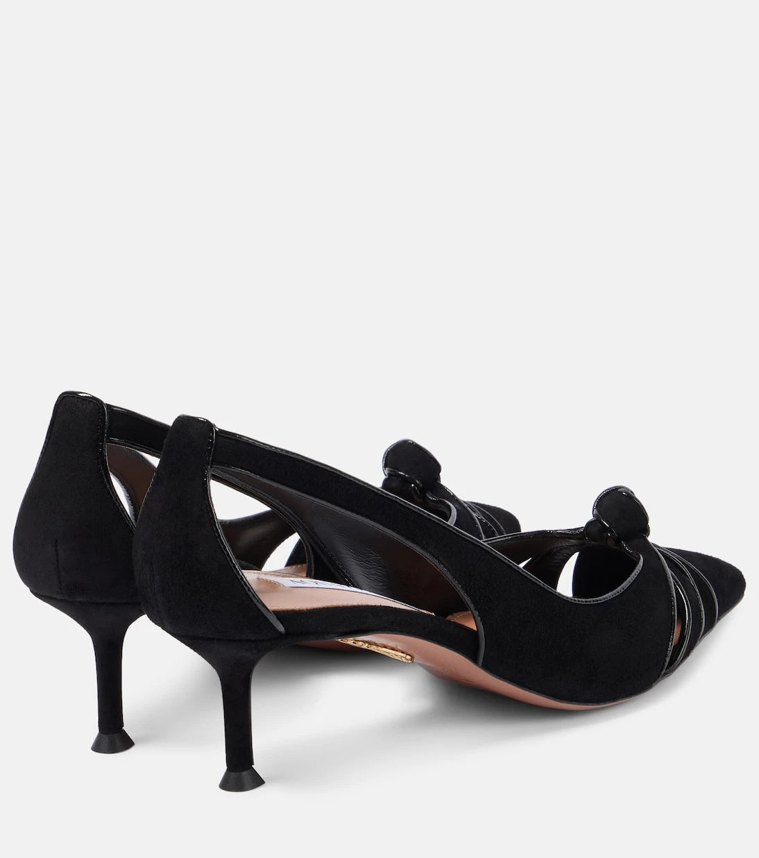 Aquazzura - Premiere 50 leather-trimmed suede pumps