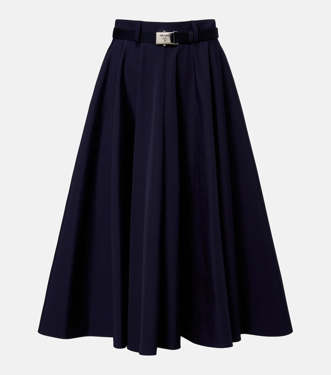 Prada - Belted poplin midi skirt