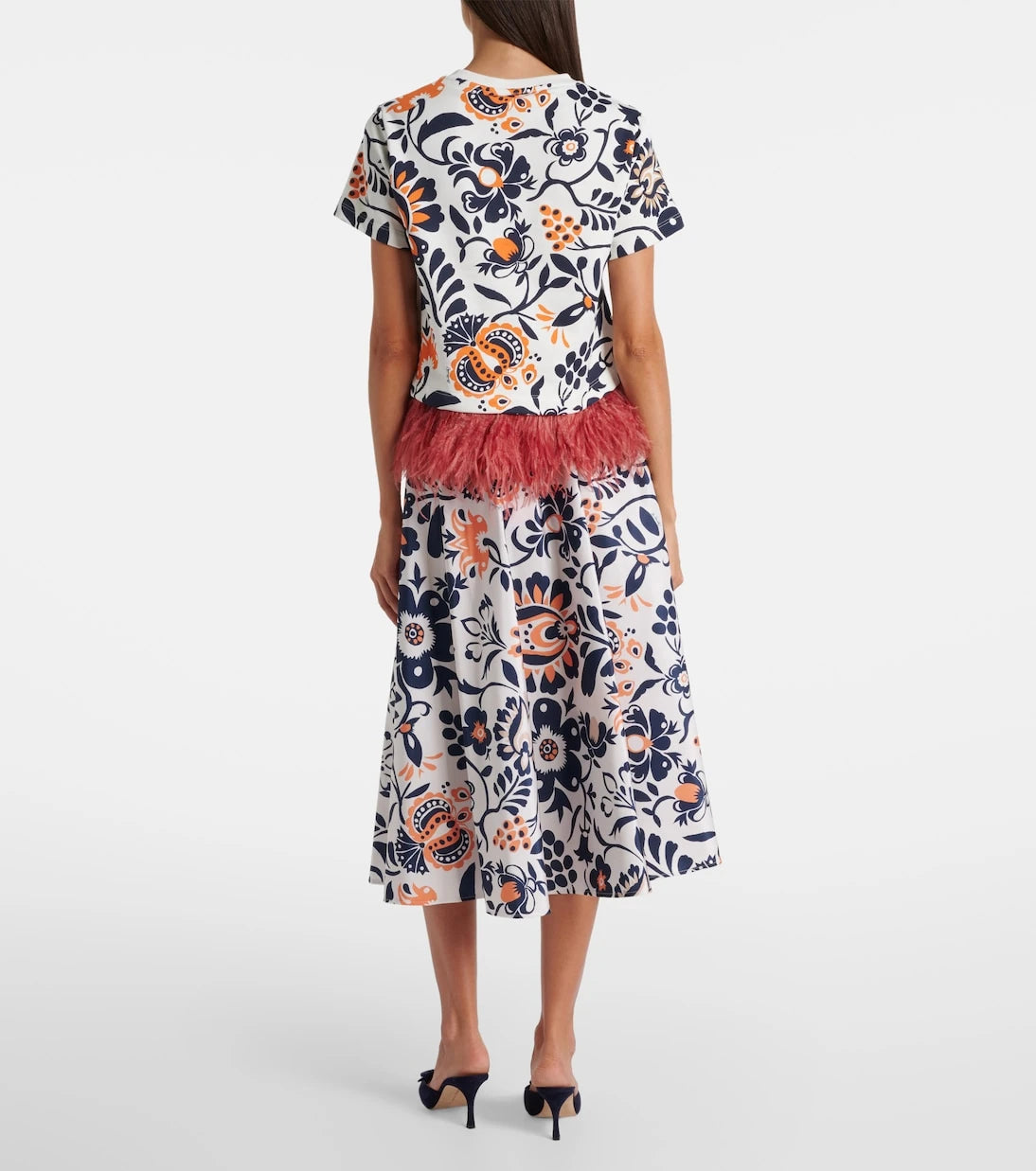 La DoubleJ - La Scala feather-trimmed cotton top