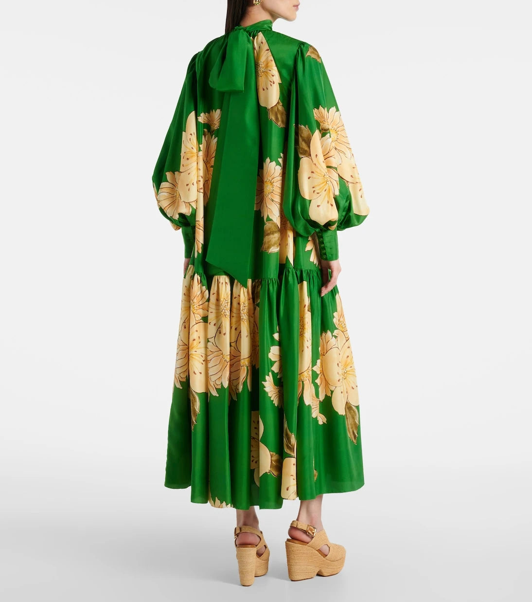 Alémais - Sage floral silk midi dress