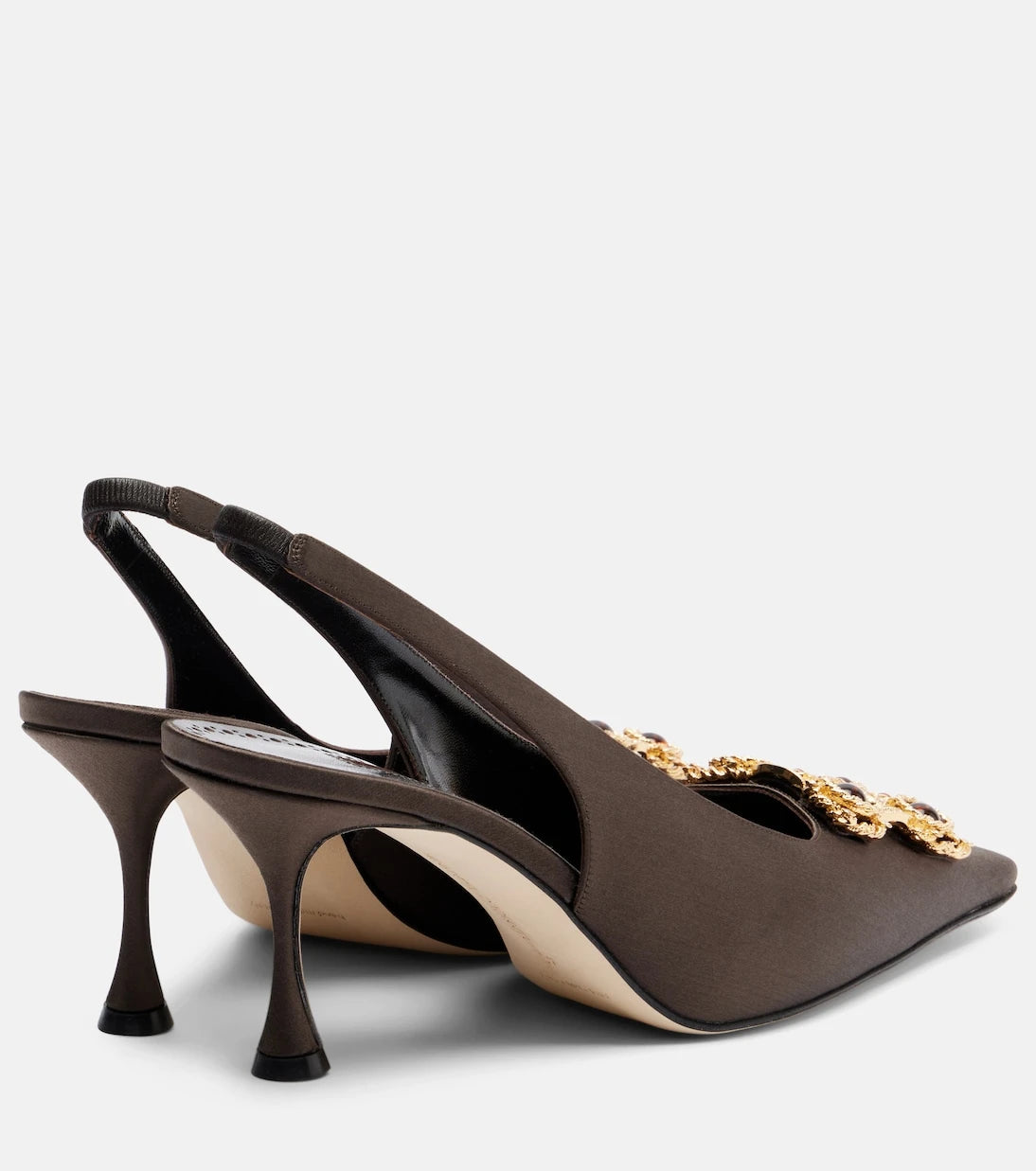 Manolo Blahnik - حذاء كابيدا 70 بكعب عالٍ مزخرف من الساتان مع حزام خلفي