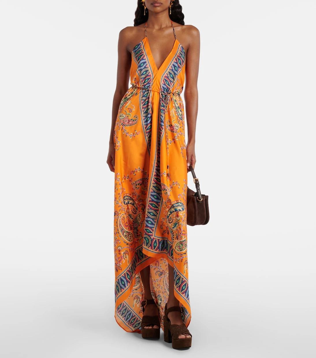 Etro - Paisley asymmetric open-back maxi dress