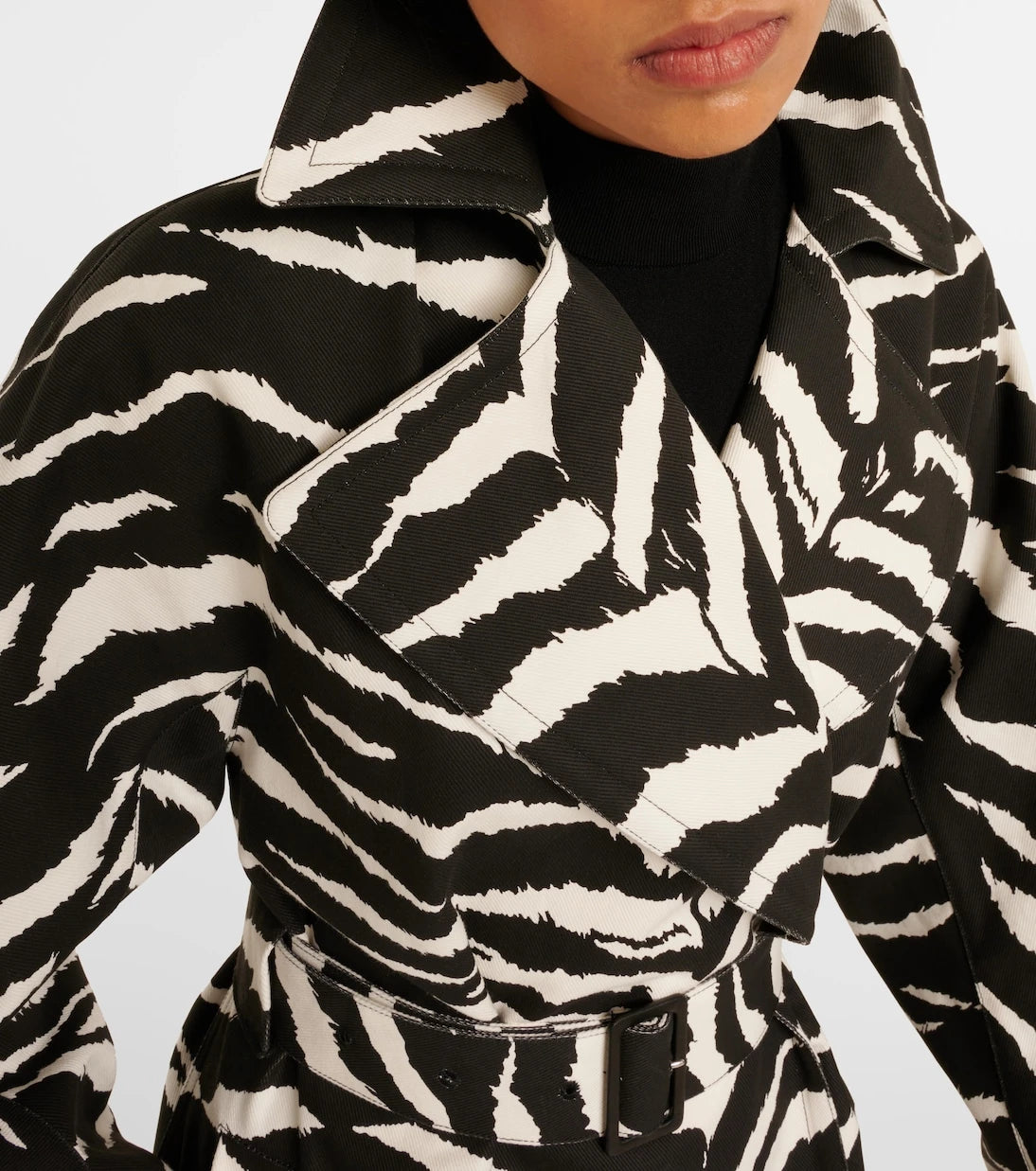 Alaïa - Zebra-print denim trench coat