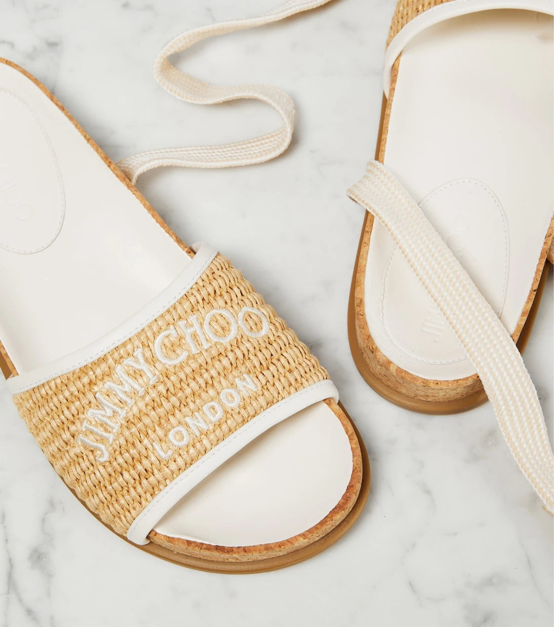 Jimmy Choo - Gal Flat logo raffia sandals