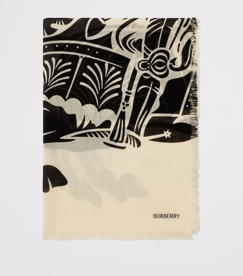 Beige Wool Wide EKD Scarf