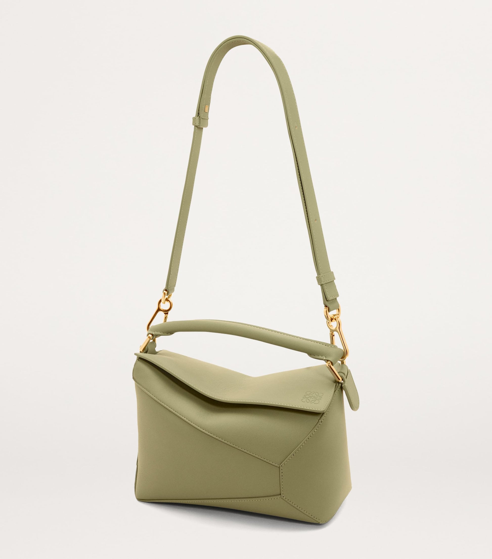 LOEWE Green Small Leather Puzzle Edge Top-Handle Bag