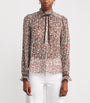 ME+EM Multi Silk-Blend Jacquard Blouse