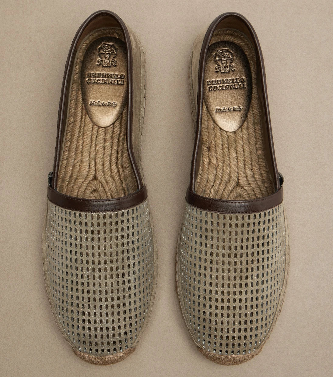 Brunello Cucinelli - Perforated leather and suede espadrilles