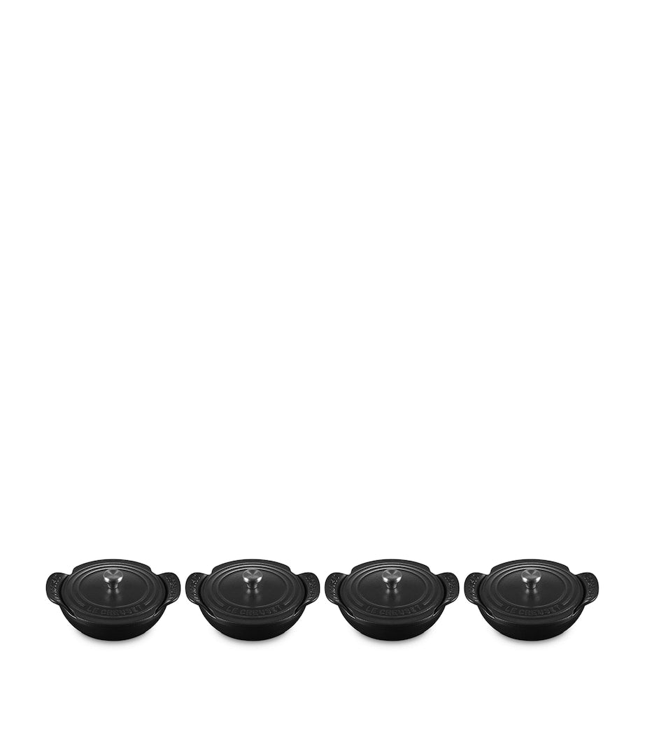 Set of 4 Cast Iron Gourmand Mini Braisers with Lids (13cm)