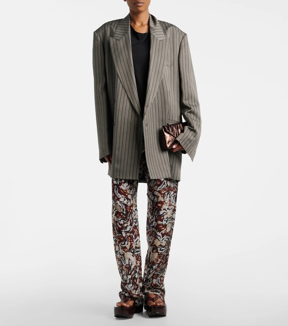 Dries Van Noten - Small metallic leather clutch