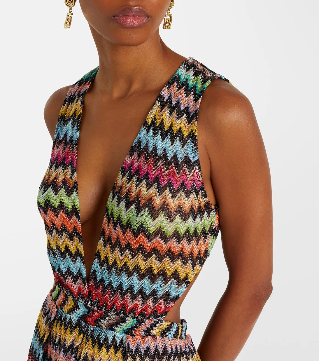 Missoni - جمبسوت لاميه مفتوح الظهر بنقشة متعرجة