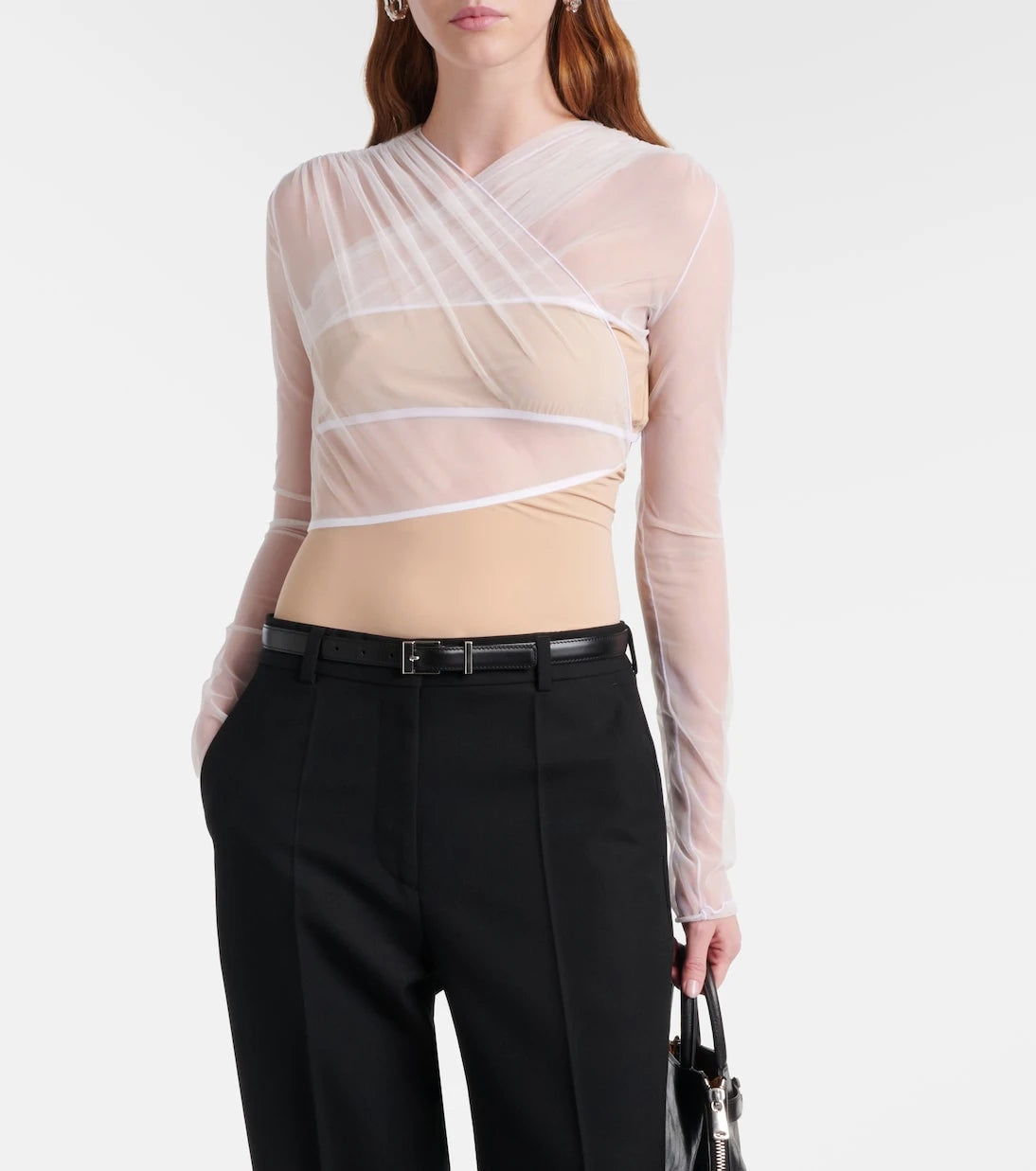 Nensi Dojaka - Cutout ruched sheer bodysuit