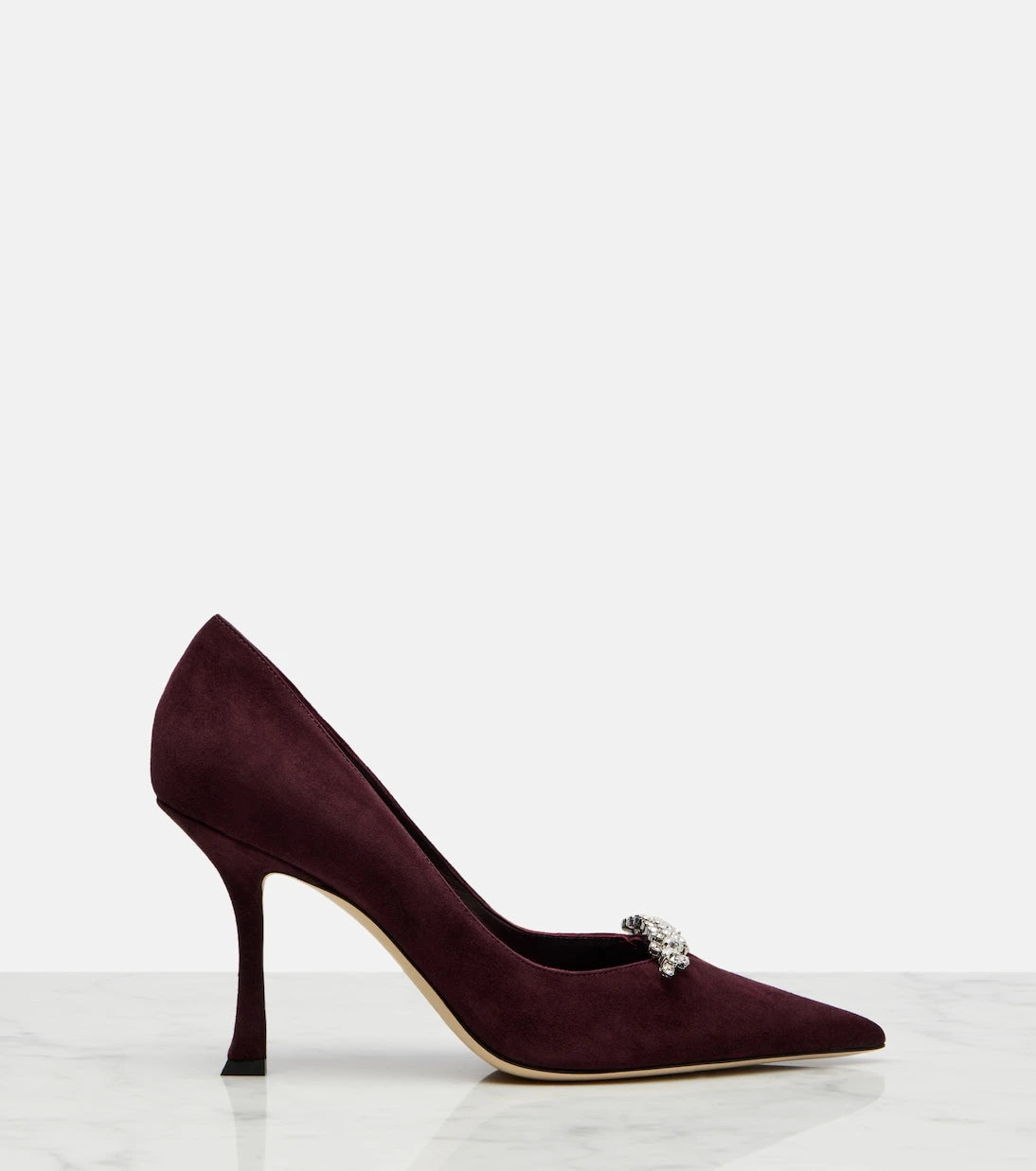 Jimmy Choo - Belinda 90 crystal-embellished suede pumps