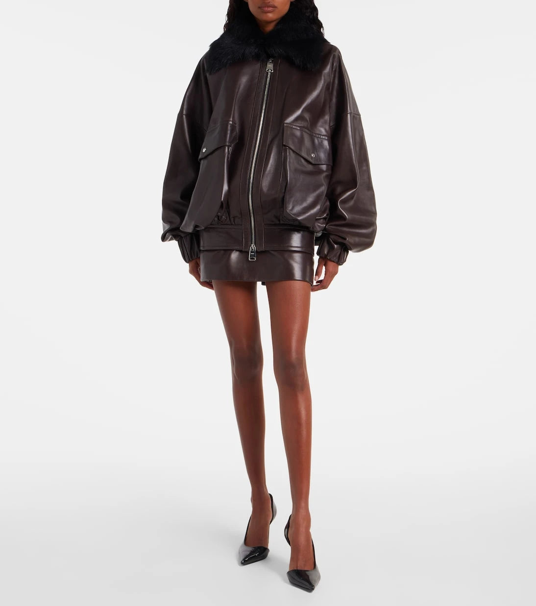 Khaite - Daemon oversize deri bluzon ceket