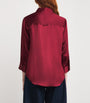 L'Agence Red Silk Cropped-Sleeve Dani Blouse