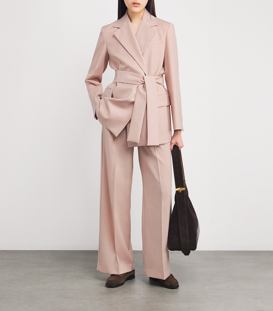 Weekend Max Mara Pink Virgin Wool Belted Blazer
