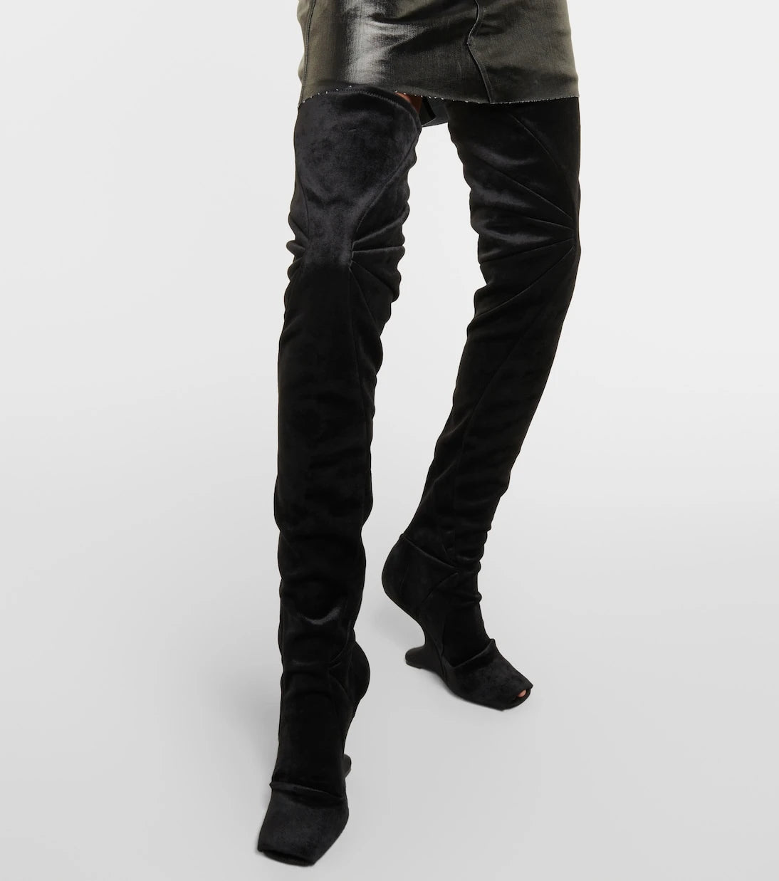 Rick Owens - Cantilever velvet over-the-knee boots